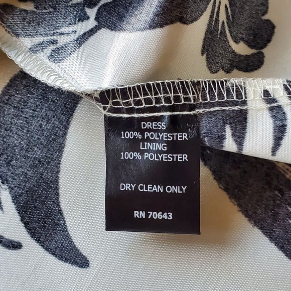 Jessica Howard Dress Sleeveless Fit & Flare Eggshell White Black Floral Sz 16 - Picture 8 of 8